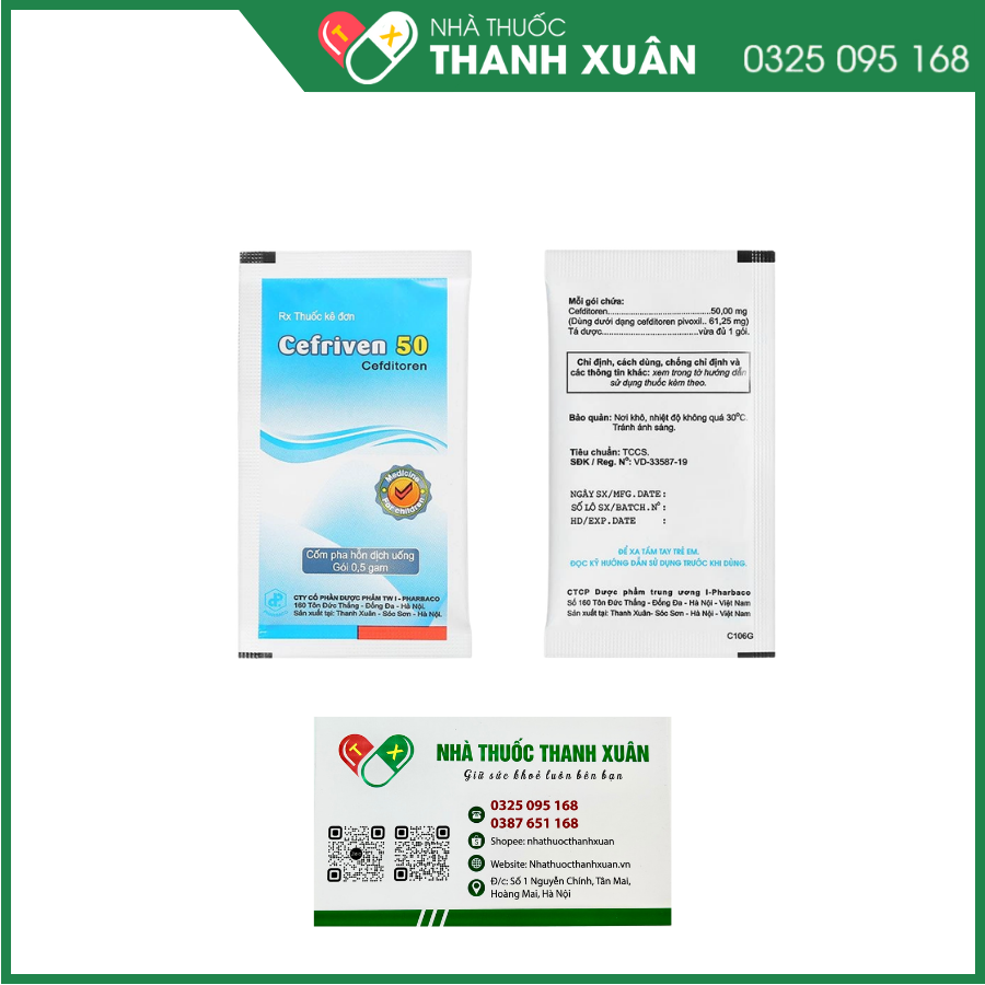 Cốm pha hỗn dịch Cefriven 50 điều trị các nhiễm khuẩn